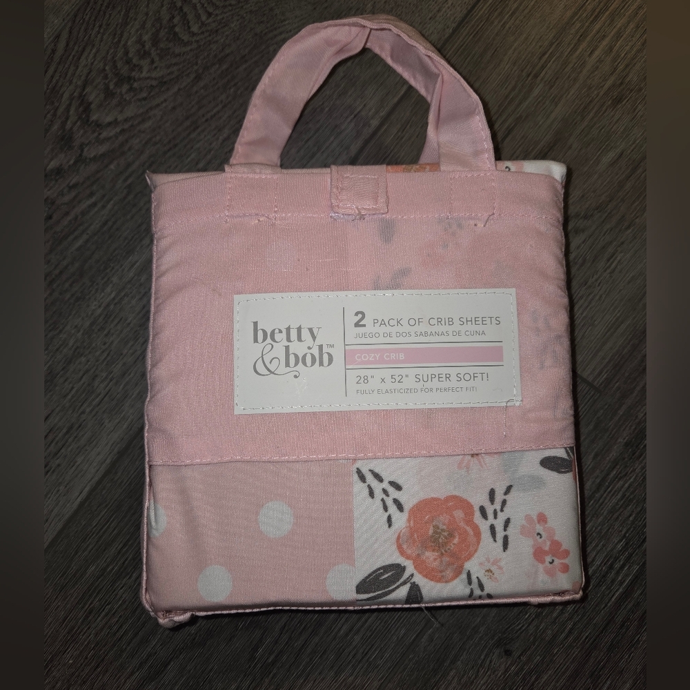 NWT Pink Floral And Polka Dot Crib Sheets - 2 Pack